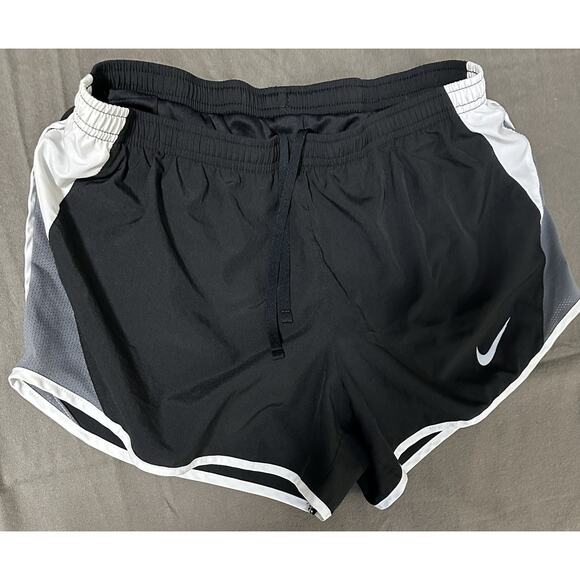 Nike Dri-Fit Shorts Women’s Black/Grey Elastic Waist Draw String Size M Pantie - Picture 1 of 5